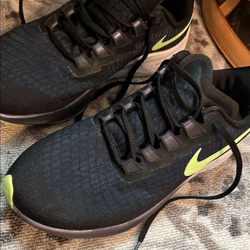 Nike Black and Neon Green Sneakers